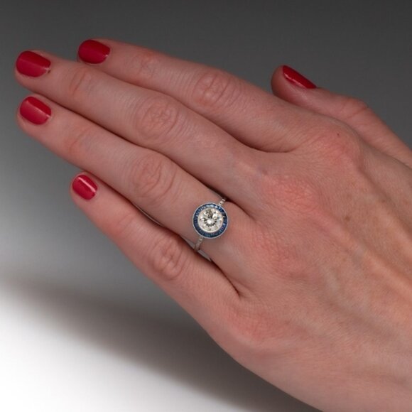 Art Deco White Sapphire and Ruby Ring in Sterling Silver engagement size 6 - Picture 12 of 12